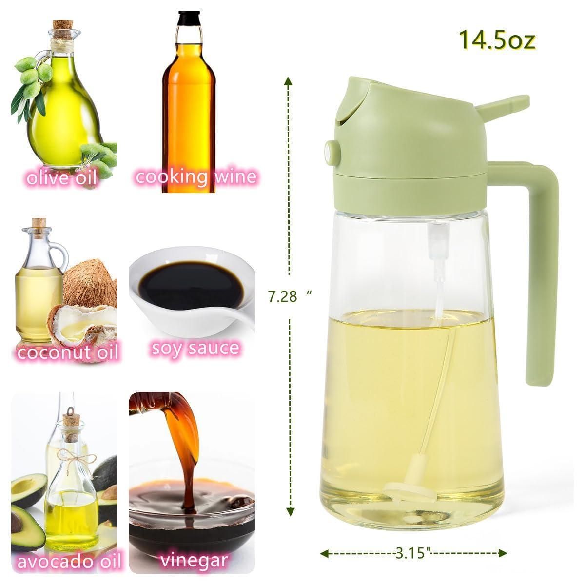 2-in-1 Glass Oil Sprayer & Dispenser Bottle | Premium Nozzle