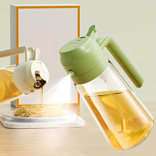 2-in-1 Glass Oil Sprayer & Dispenser Bottle | Premium Nozzle