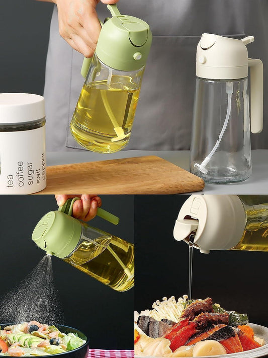 2-in-1 Glass Oil Sprayer & Dispenser Bottle | Premium Nozzle